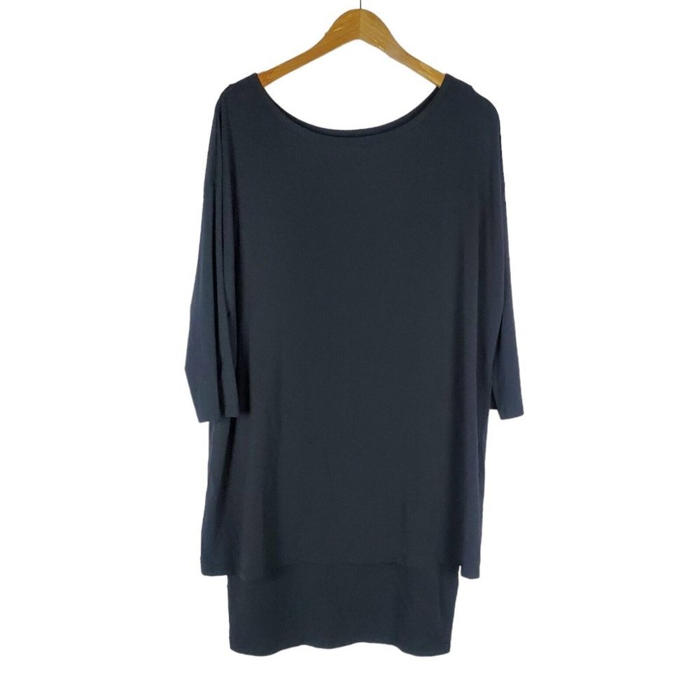 GARNET HILL Layered Jersey Knit Dress Size M Black Dolman Sleeve Tunic Lagenlook